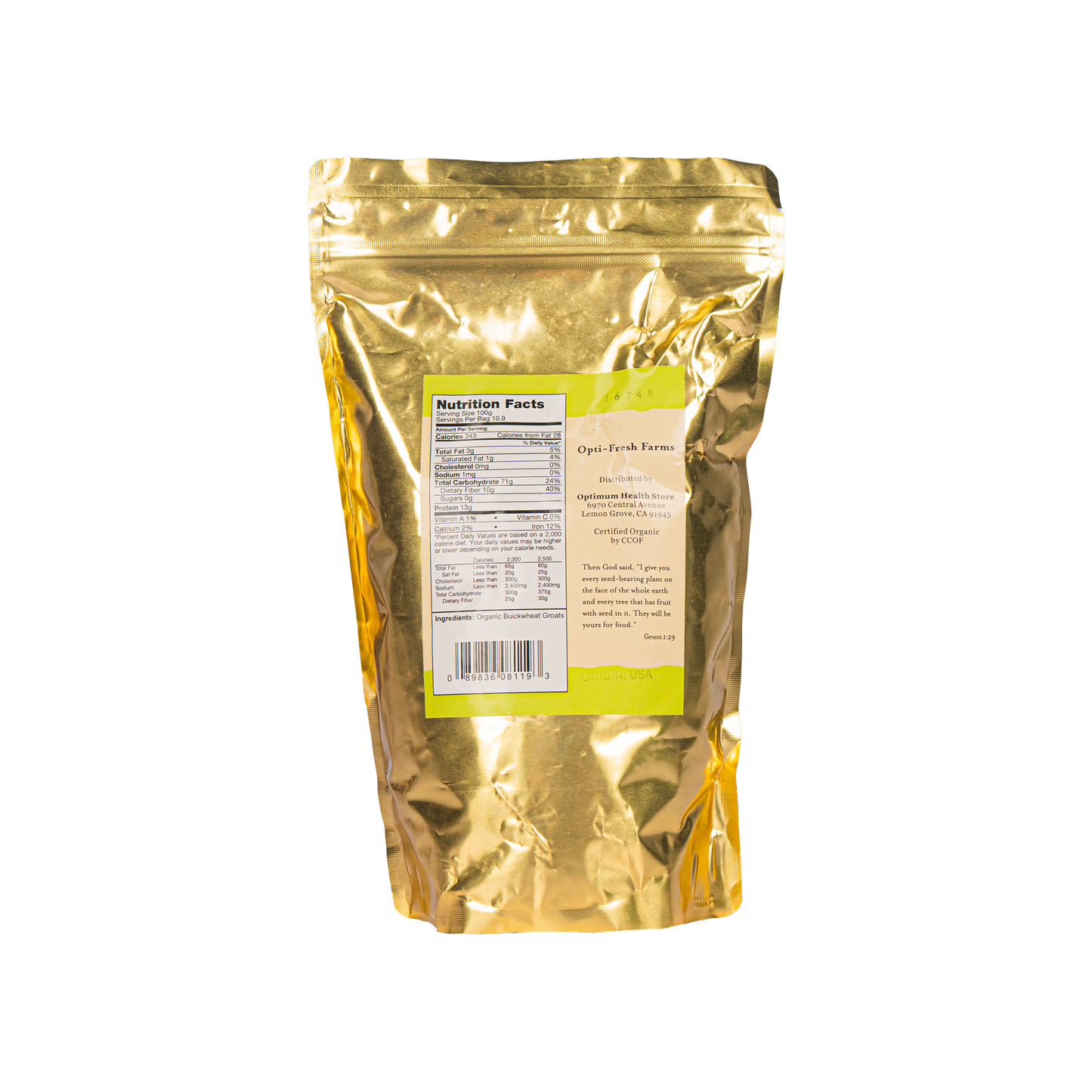 Opti-fresh® Farms Buckwheat Groats – 1 lbs (USDA Organic)